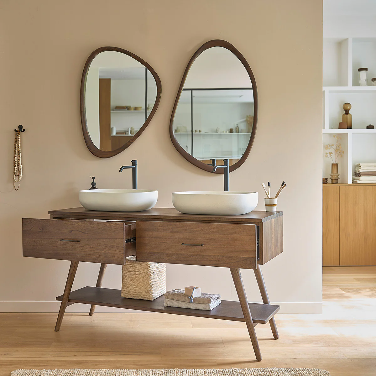 Mueble de baño de mindi macizo 135 cm - Image 3