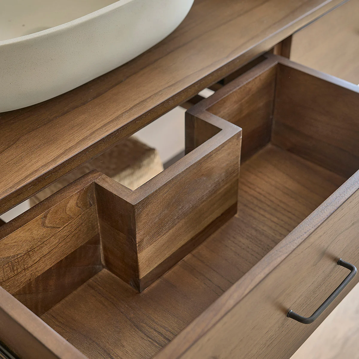 Mueble de baño de mindi macizo 135 cm - Image 5