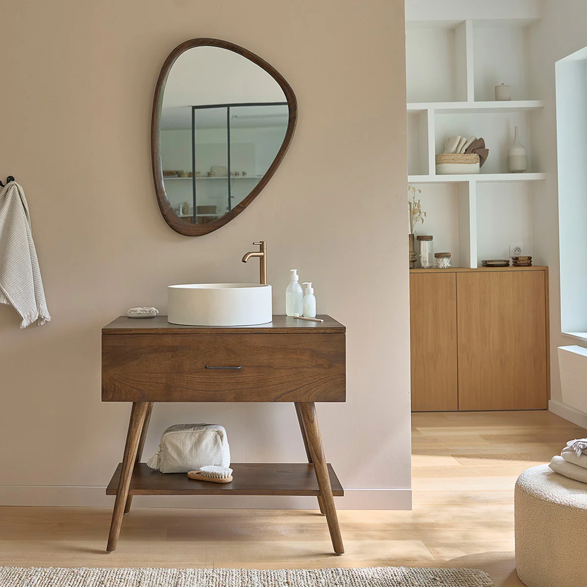 Mueble de baño de mindi macizo 80 cm