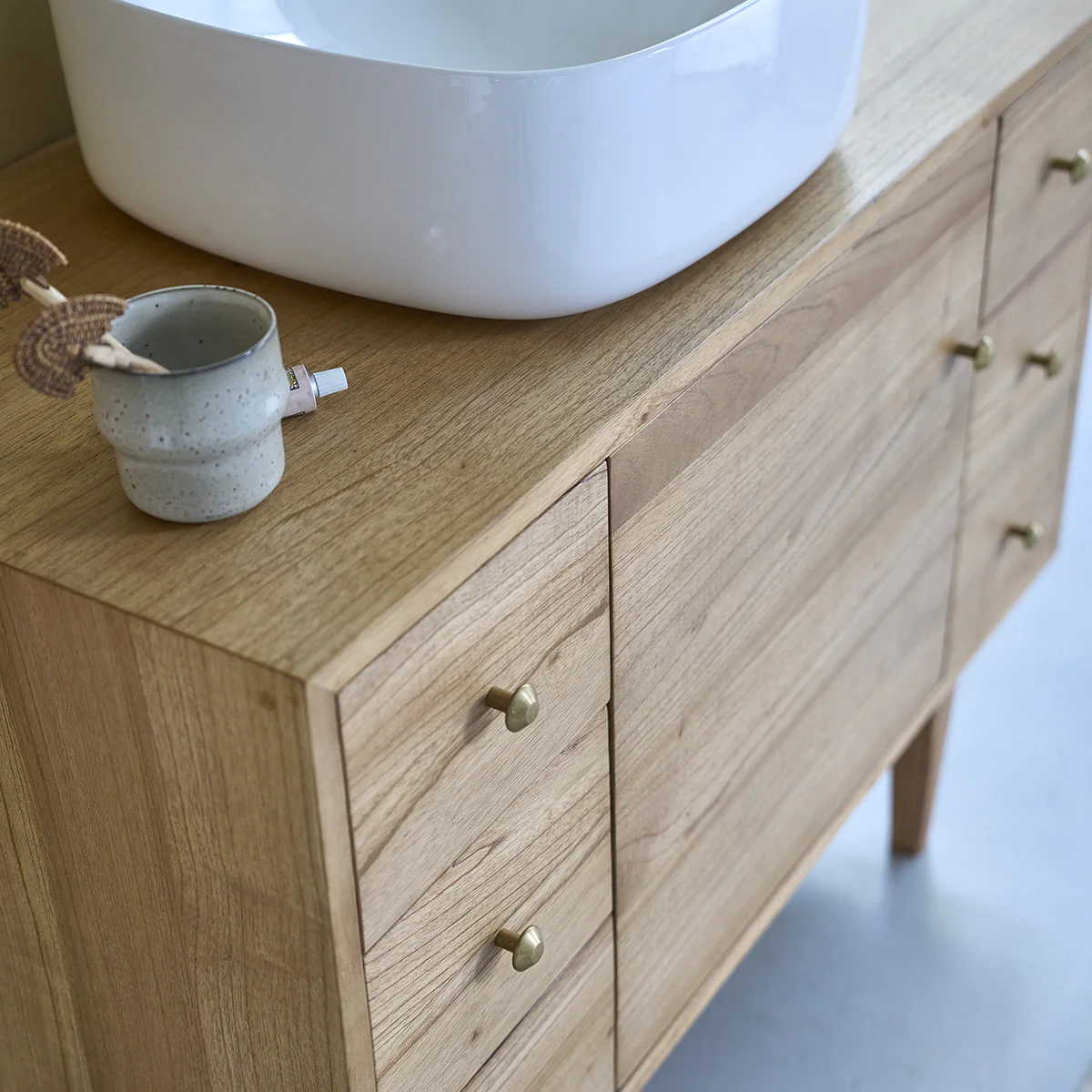 Mueble de lavabo de mindi macizo 100 cm - Image 4