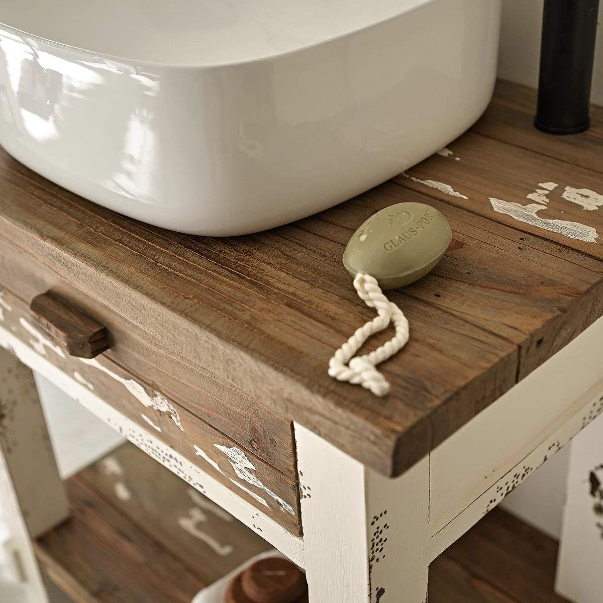 Mueble de lavabo de madera maciza reciclada 80 cm - Image 5