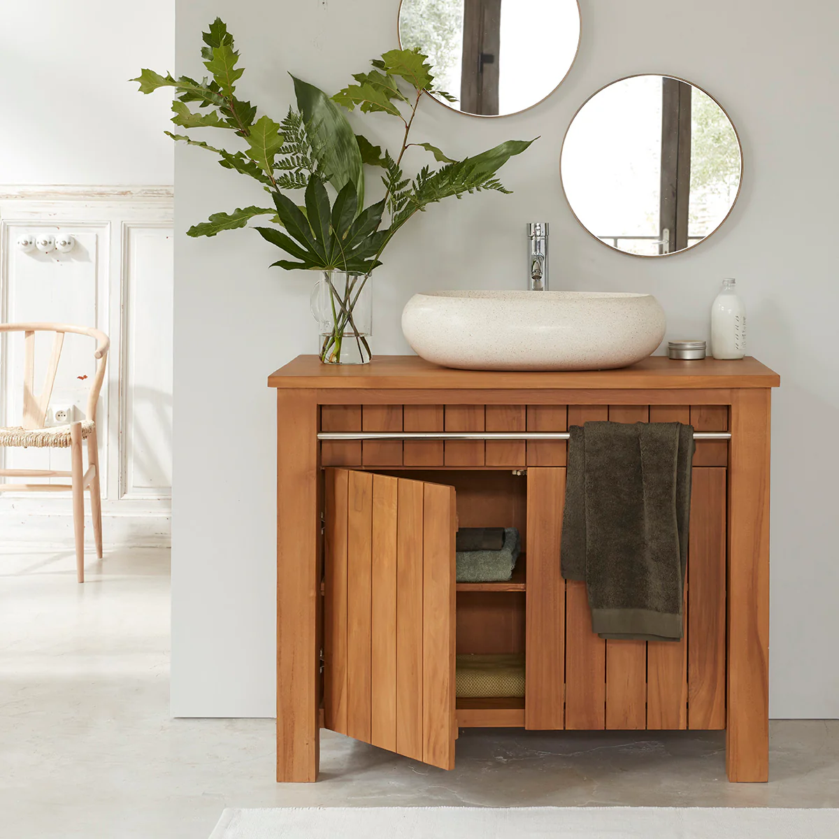 Mueble de lavabo de teca maciza 105 cm - Image 3