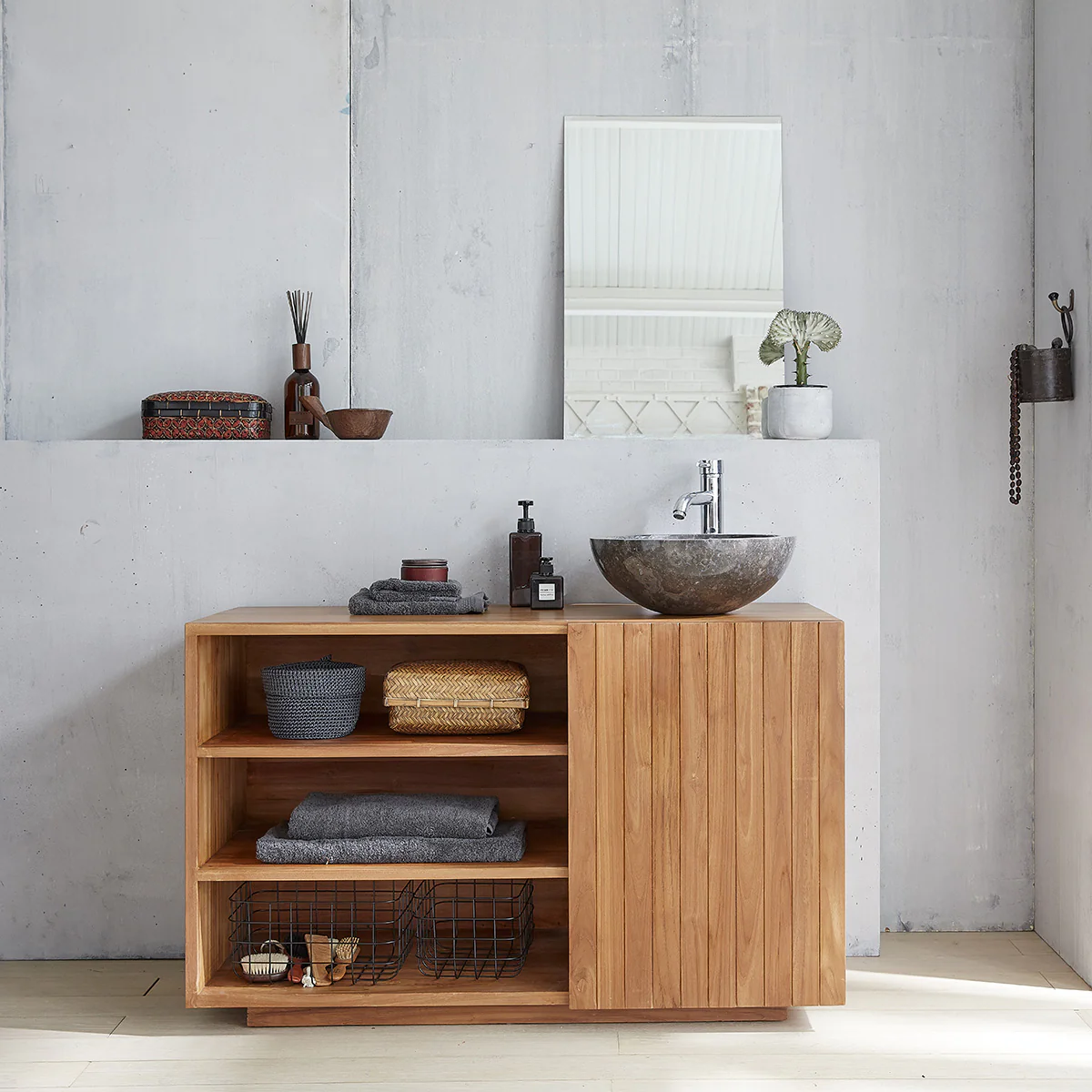 Mueble de lavabo de teca maciza 120 cm