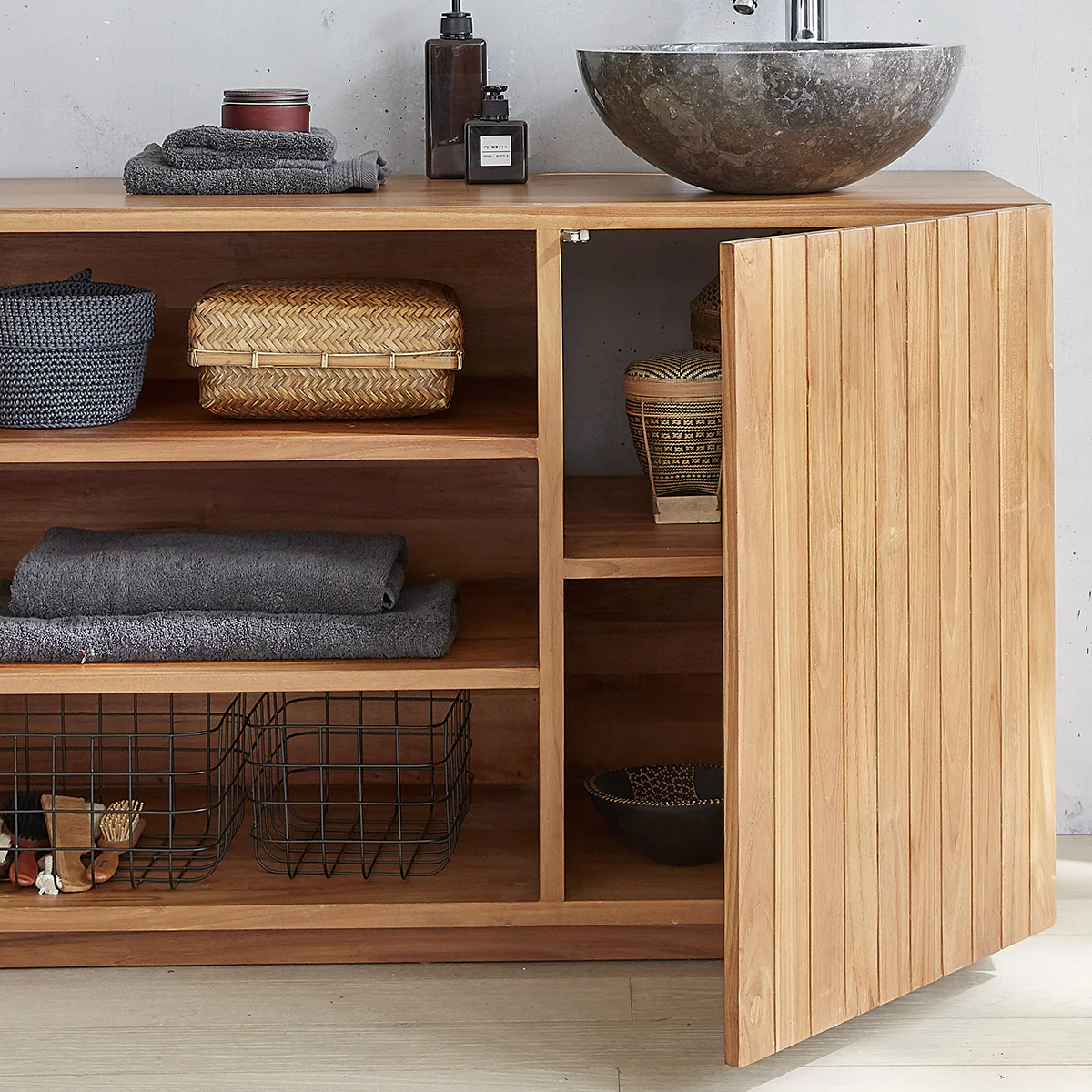 Mueble de lavabo de teca maciza 120 cm - Image 3