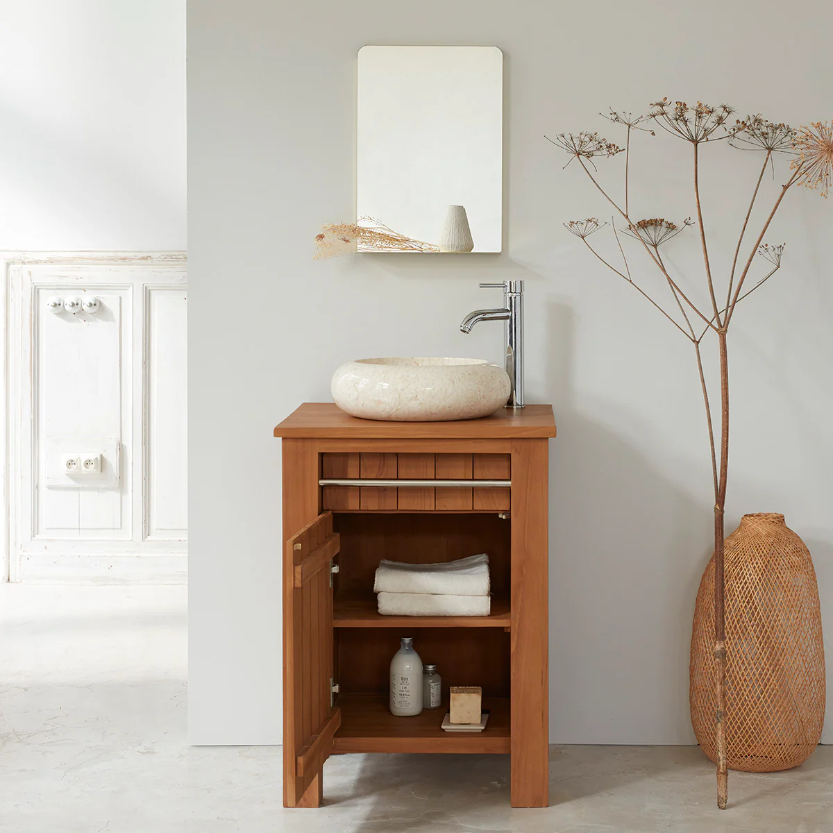 Mueble de lavabo de teca maciza 60 cm - Image 3