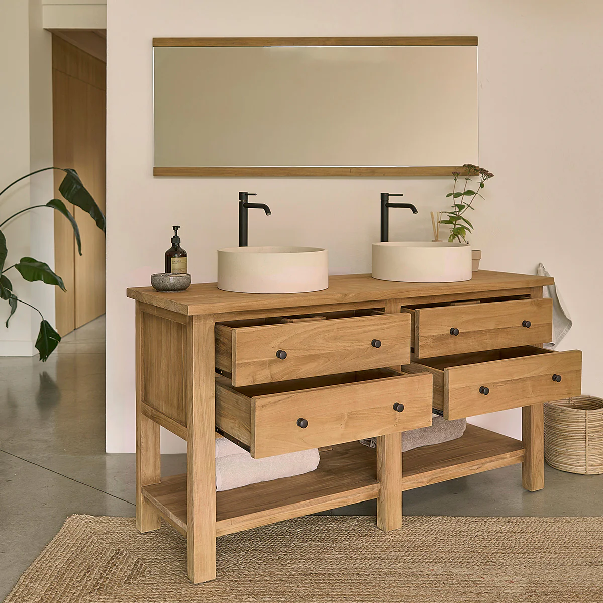 Mueble de baño de teca maciza 150 cm - Image 3