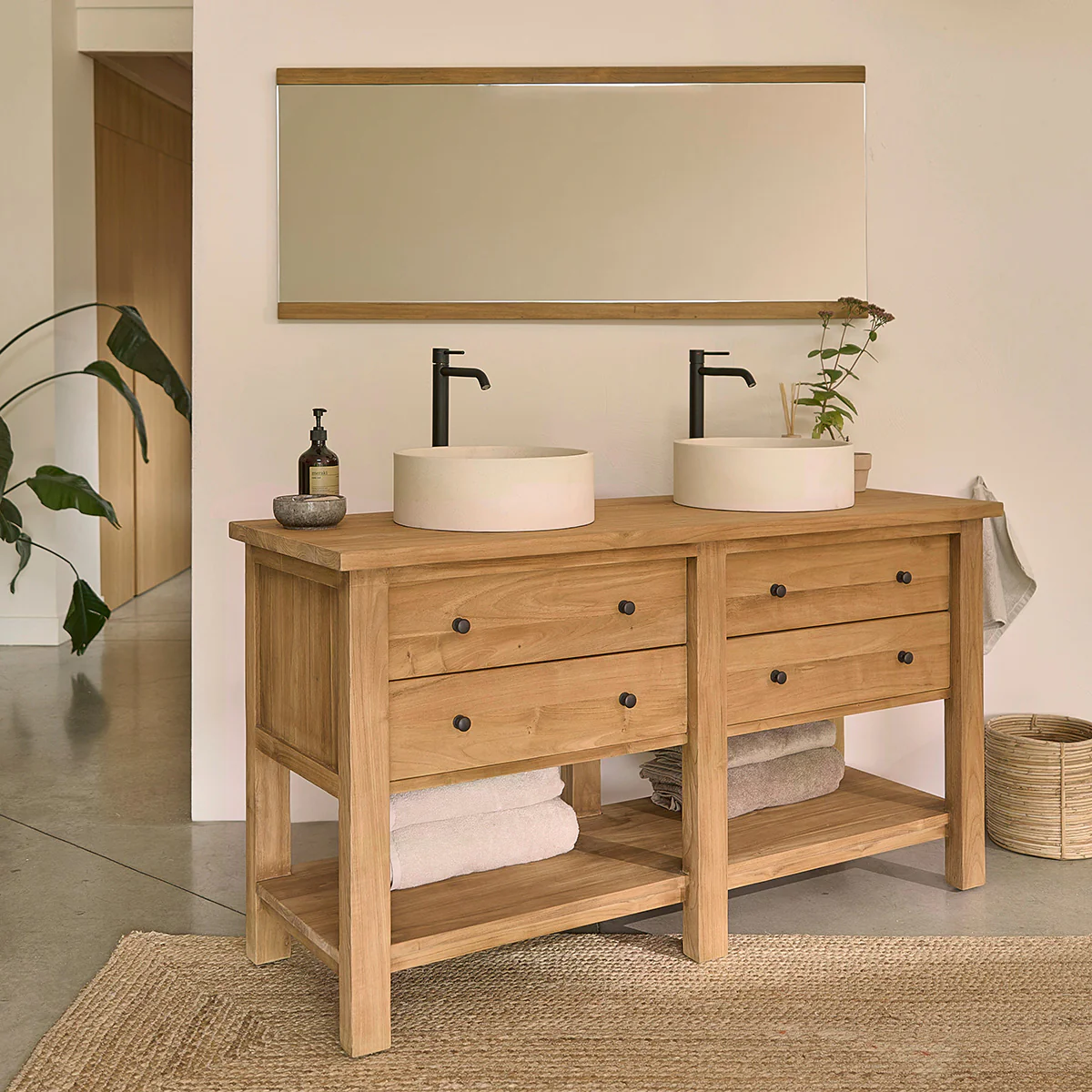 Mueble de baño de teca maciza 150 cm - Image 4