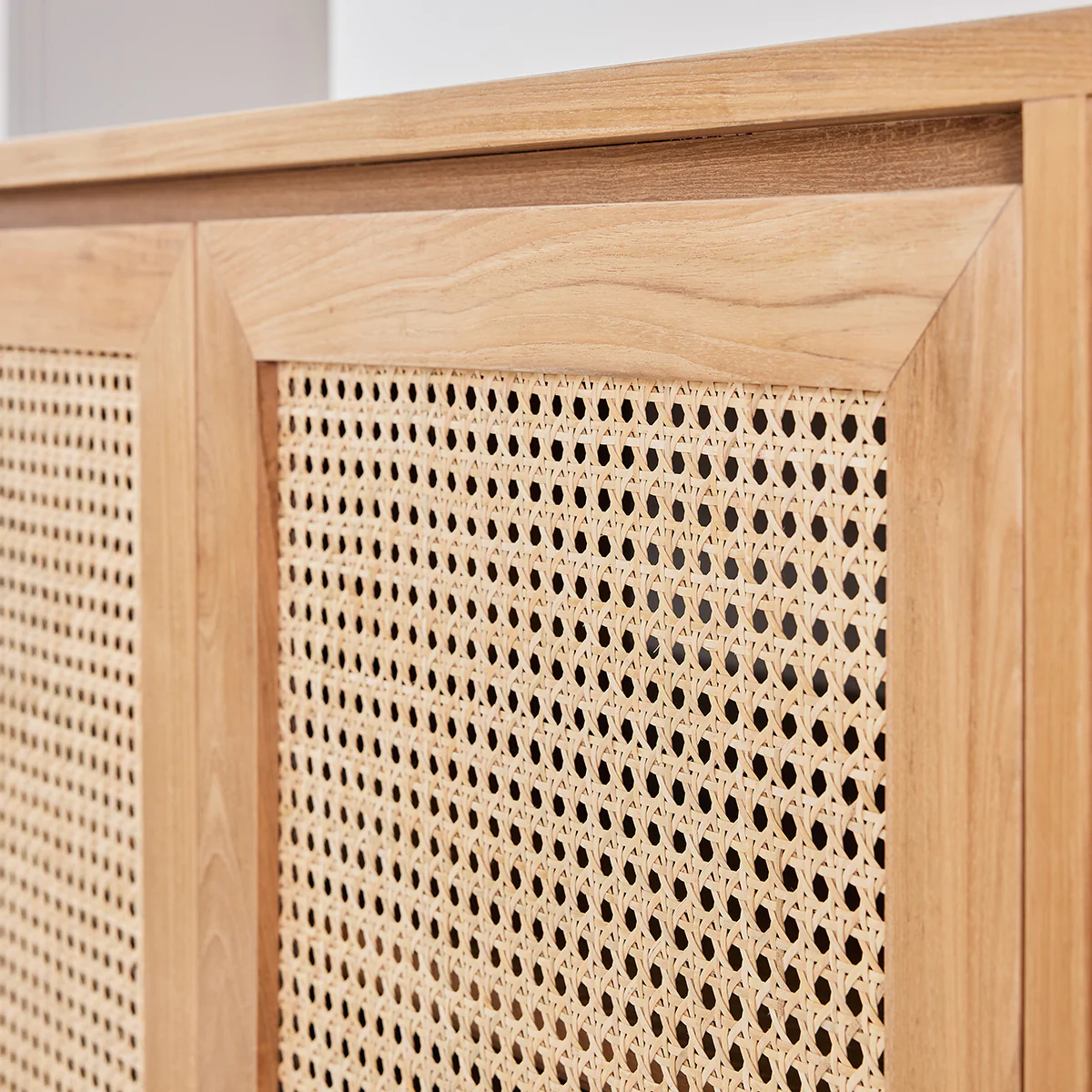 Mueble de lavabo de teca maciza y rejilla 145 cm - Image 5