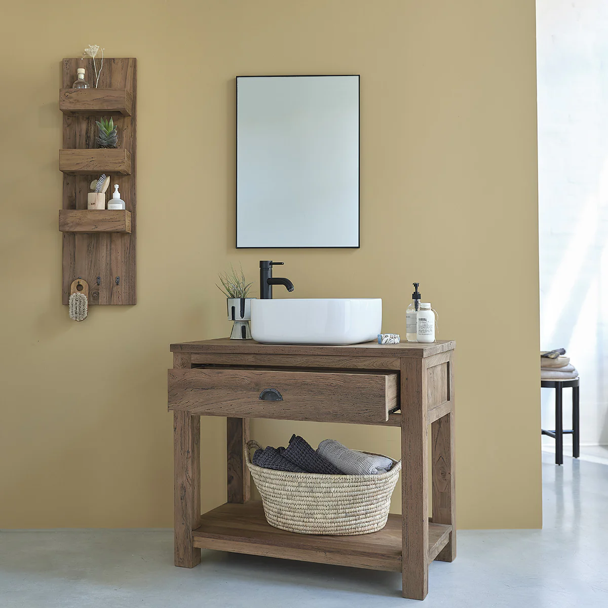 Mueble para lavabo de teca reciclada de 90 cm - Image 3