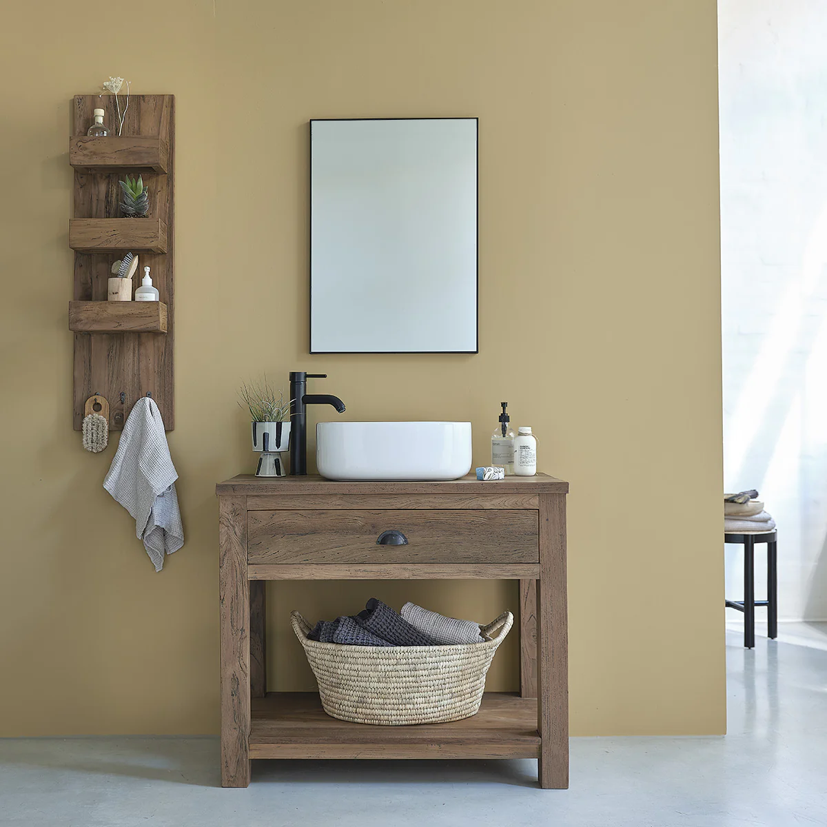 Mueble para lavabo de teca reciclada de 90 cm - Image 8