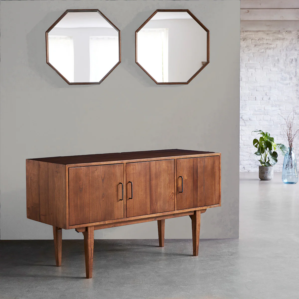 Mueble de baño de mindi macizo 135 cm doble tablero - Image 3