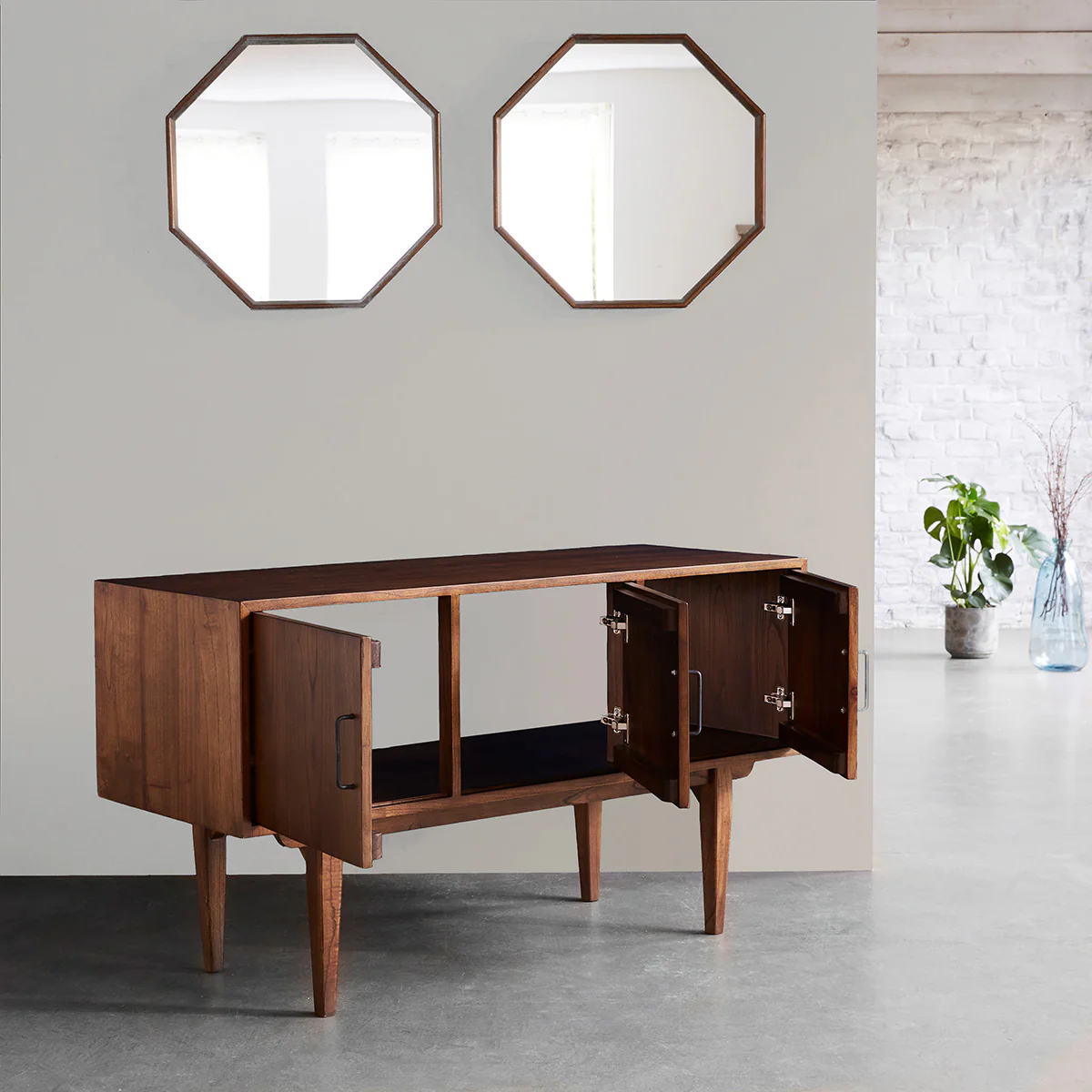 Mueble de baño de mindi macizo 135 cm doble tablero - Image 4