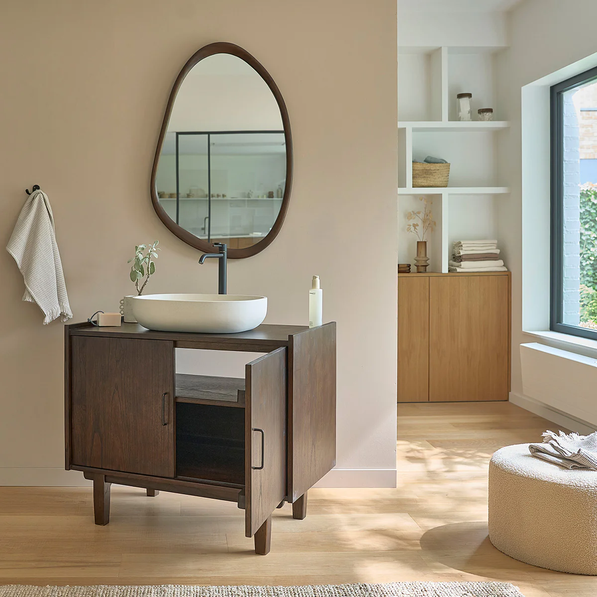 Mueble de baño de mindi macizo 90 cm - Image 4