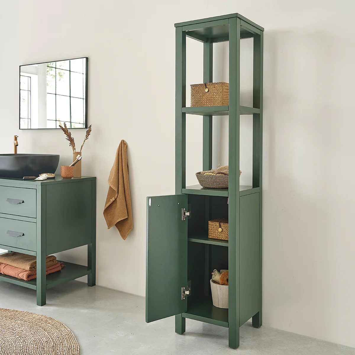 Columna de baño verde de acacia 160 cm - Image 3