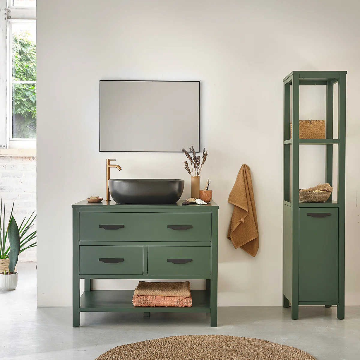 Columna de baño verde de acacia 160 cm - Image 6