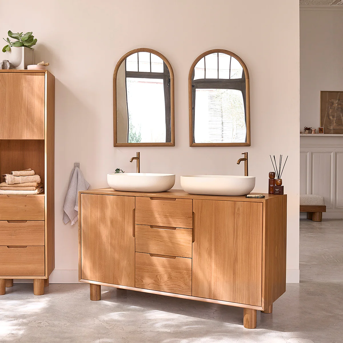 Mueble de baño de teca maciza 140 cm - Image 3