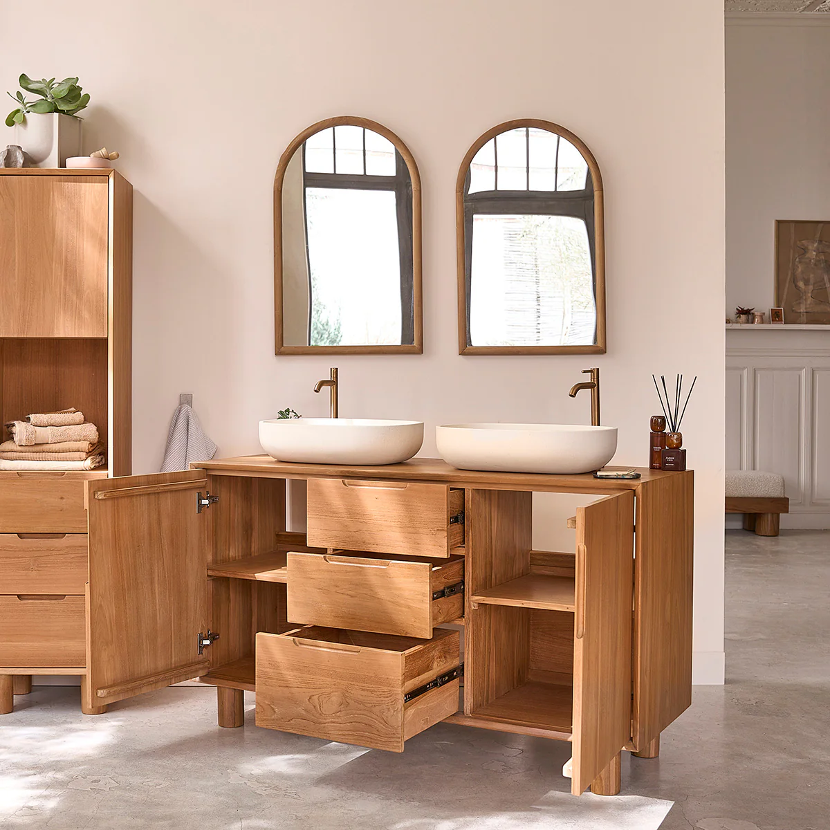 Mueble de baño de teca maciza 140 cm - Image 4
