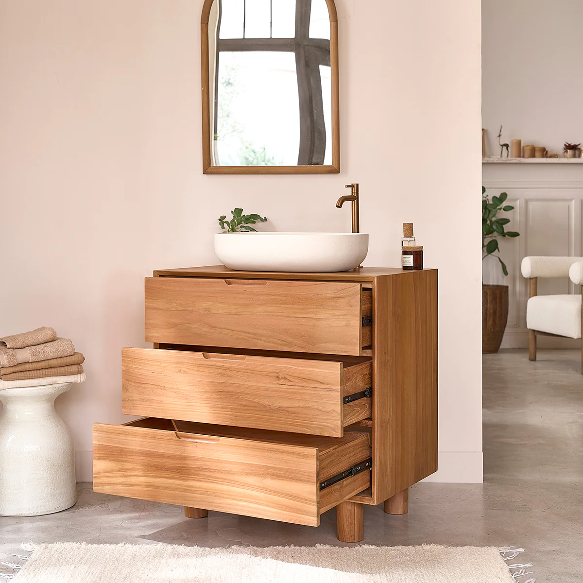Mueble de baño de teca maciza 80 cm - Image 3