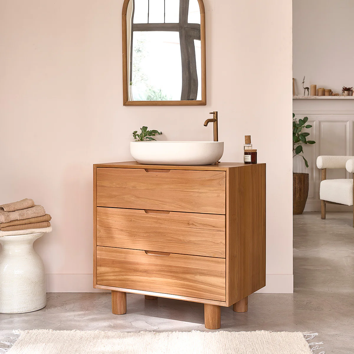 Mueble de baño de teca maciza 80 cm - Image 4
