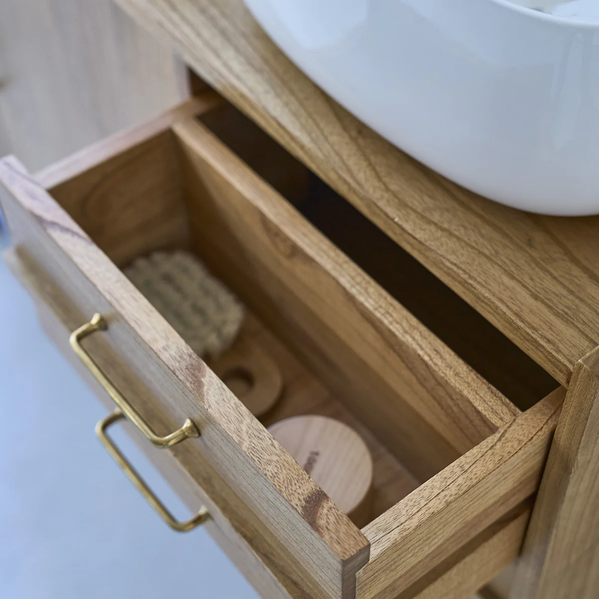 Mueble de lavabo de mindi macizo 135 cm - Image 5