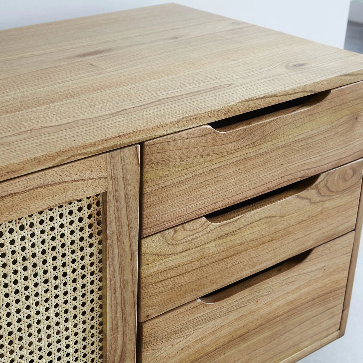 Mueble de lavabo de mindi macizo y rejilla 135 cm - Image 5