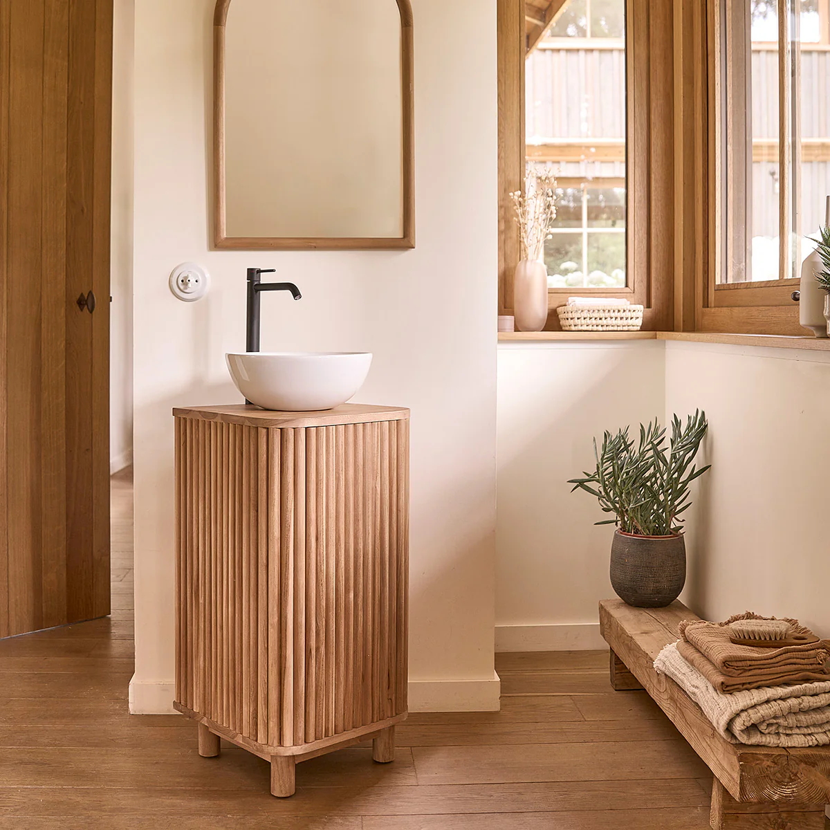 Mueble de lavabo de teca maciza de 40 cm - Image 3