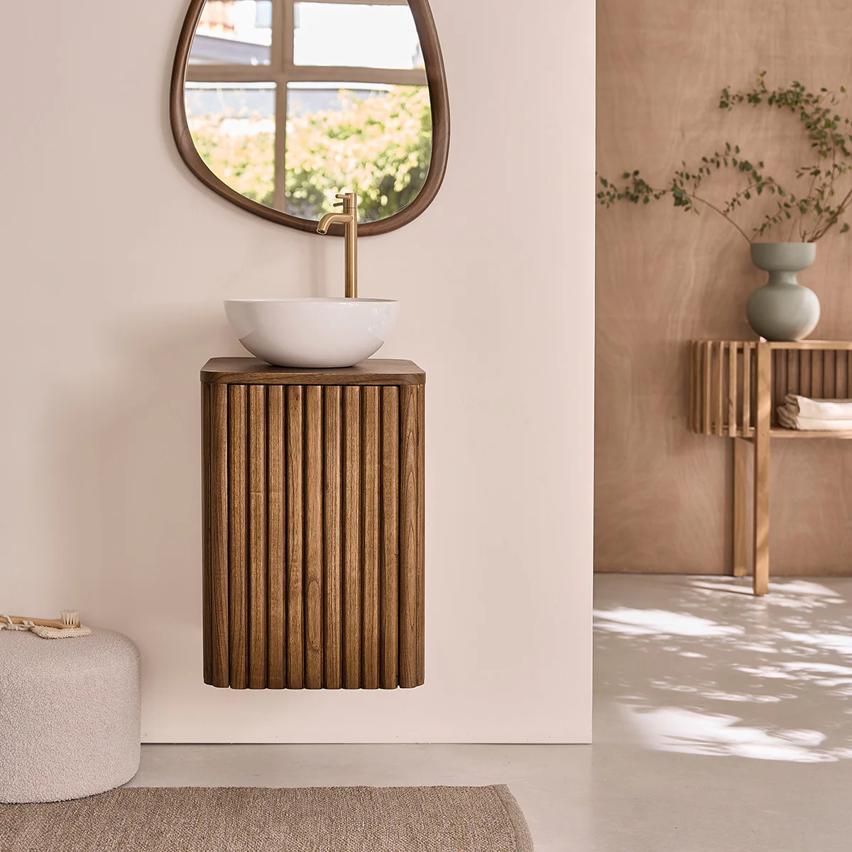 Mueble de lavabo de mindi suspendido de 40 cm