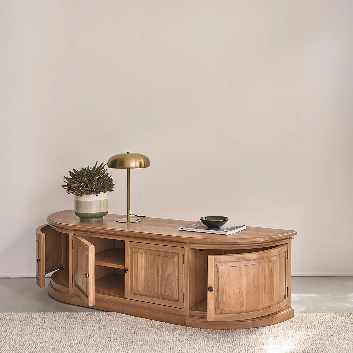 Mueble de TV de teca de 160 cm - Image 4