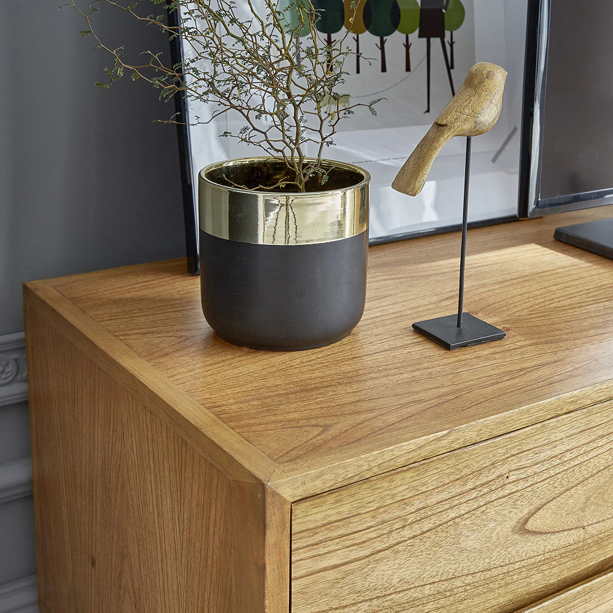 Mueble de TV de mindi macizo 140 cm - Image 4