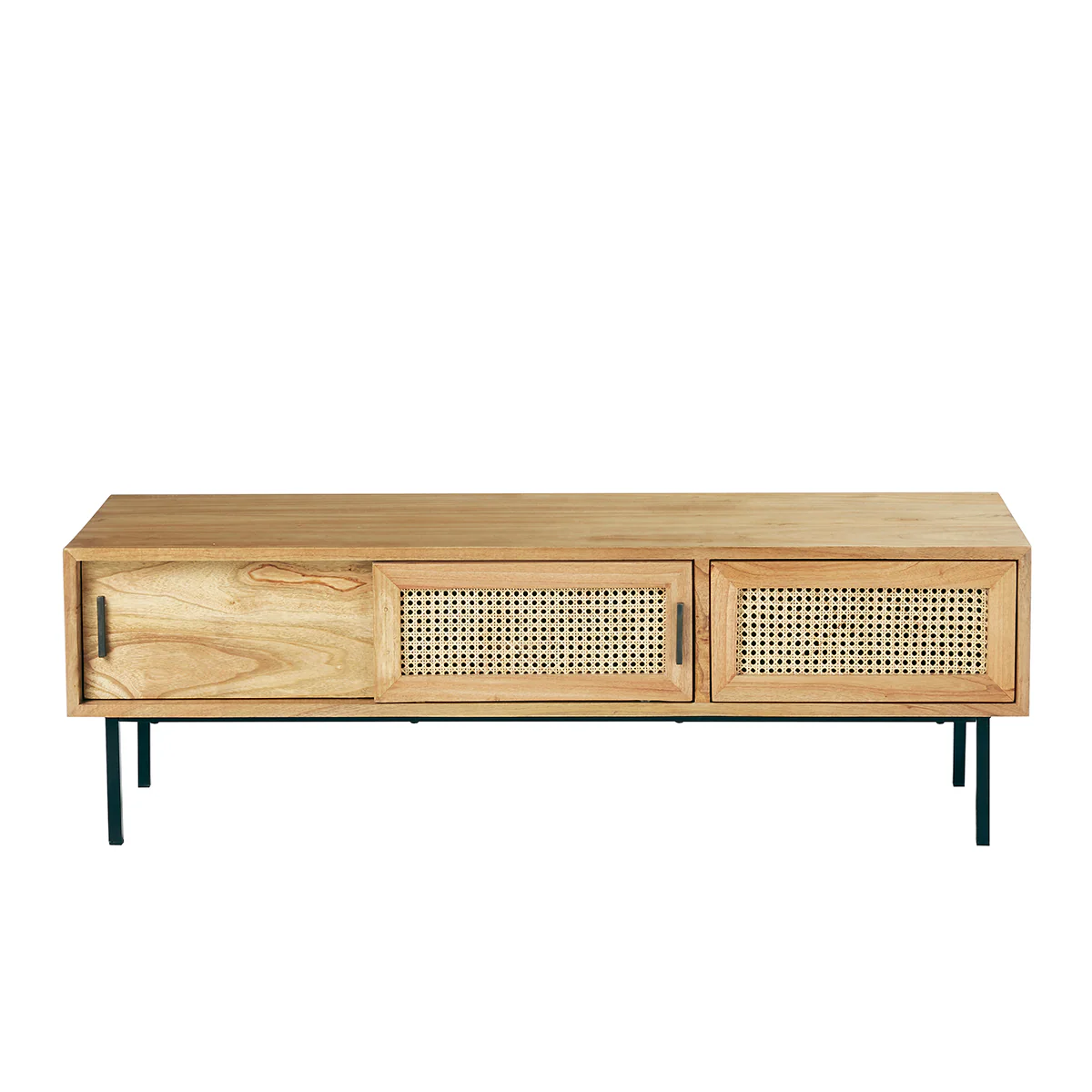 Mueble de TV de mindi macizo y rejilla 140 cm - Image 2