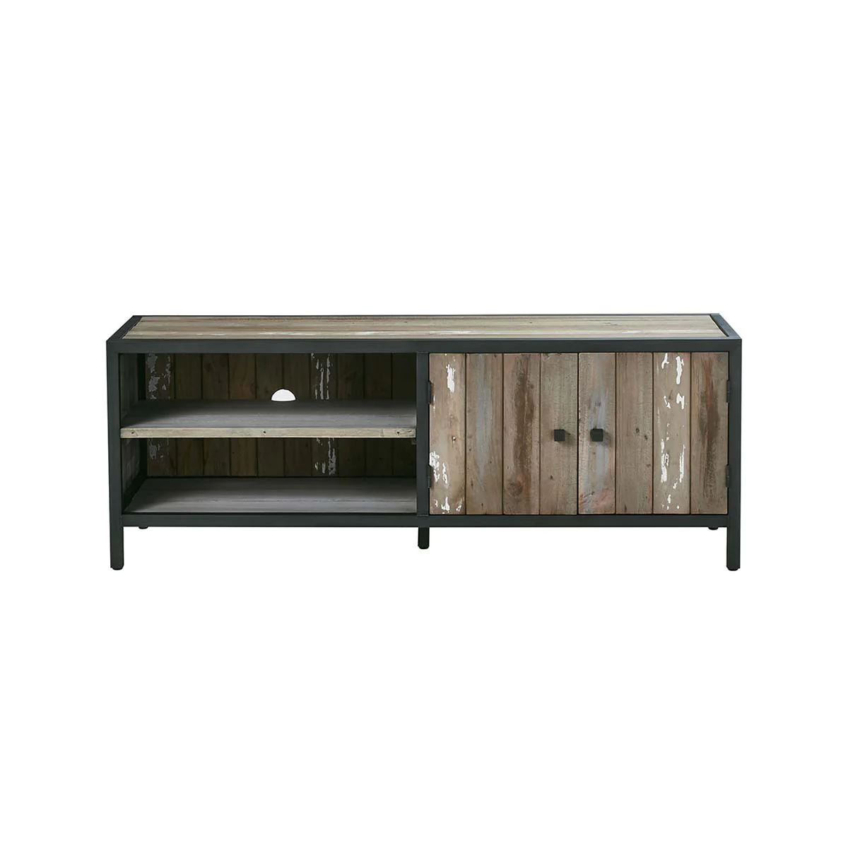 Mueble de TV de madera maciza reciclada y metal 150 cm - Image 2