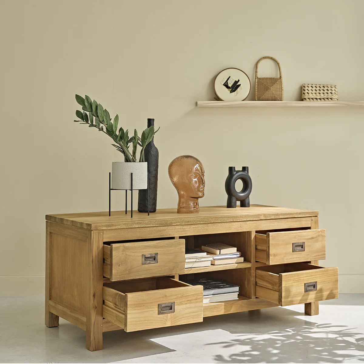 Mueble de TV de teca maciza de 120 cm - Image 3