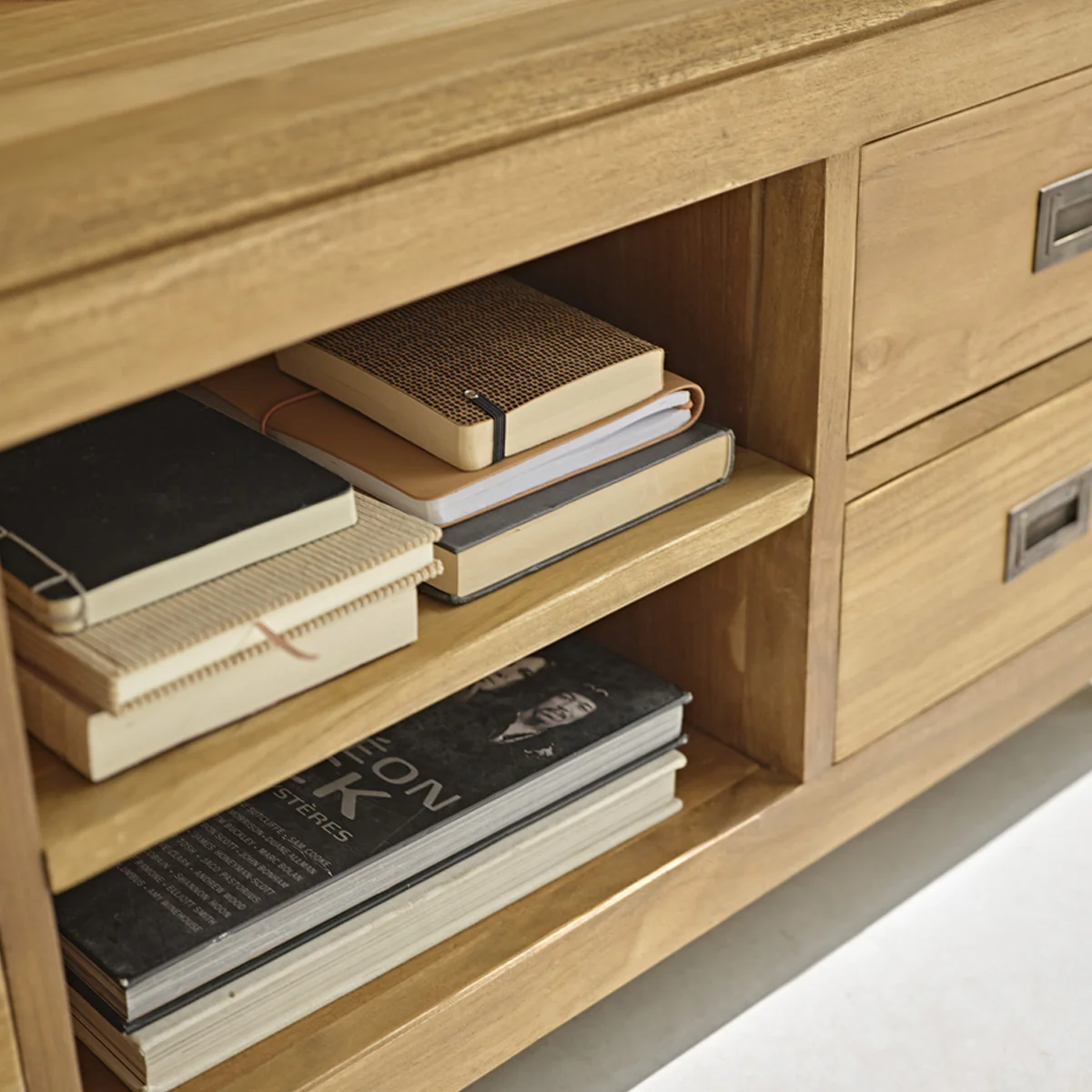 Mueble de TV de teca maciza de 120 cm - Image 6