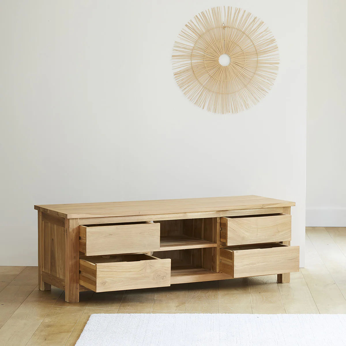 Mueble de TV de teca maciza de 150 cm - Image 3