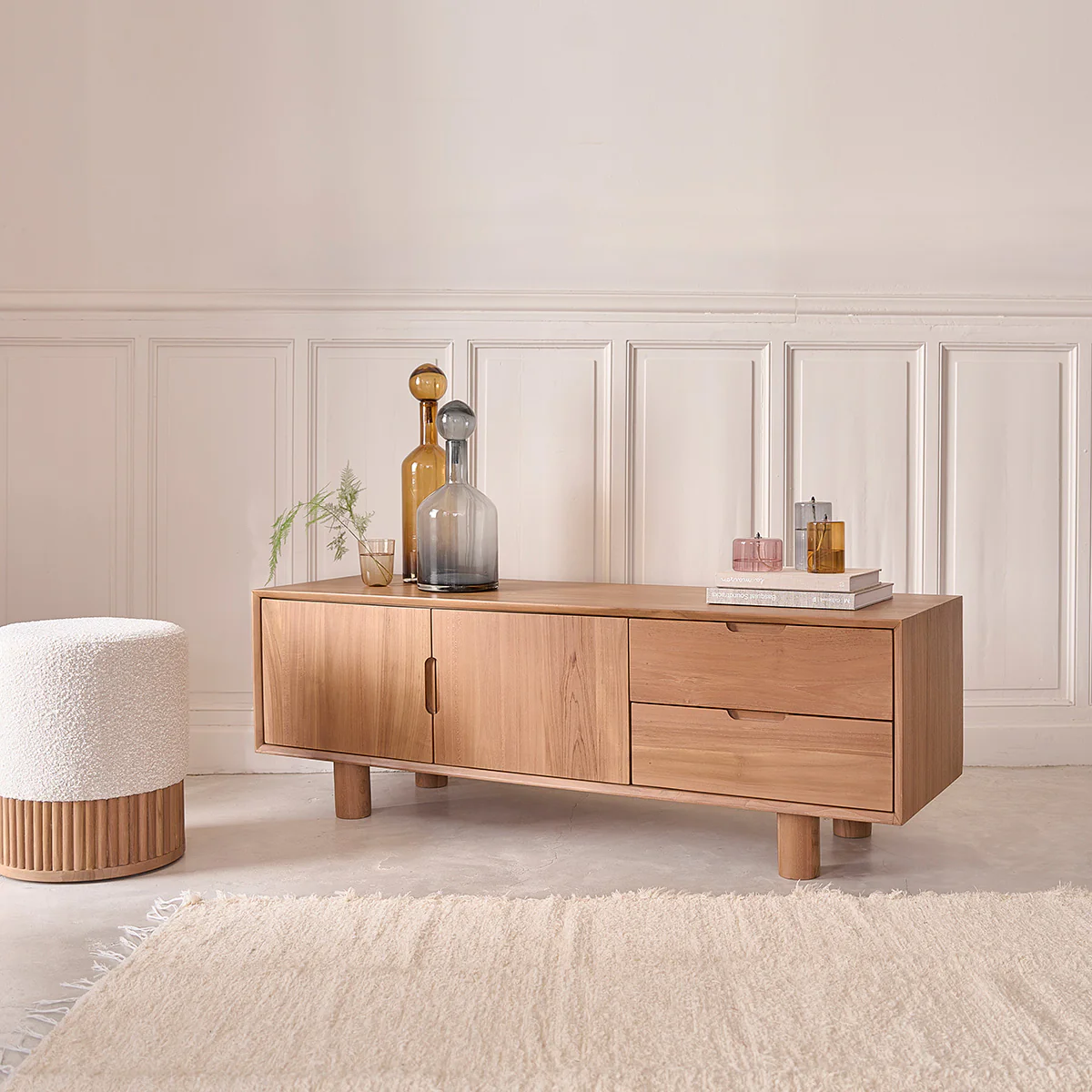 Mueble de TV de teca maciza de 150 cm - Image 3