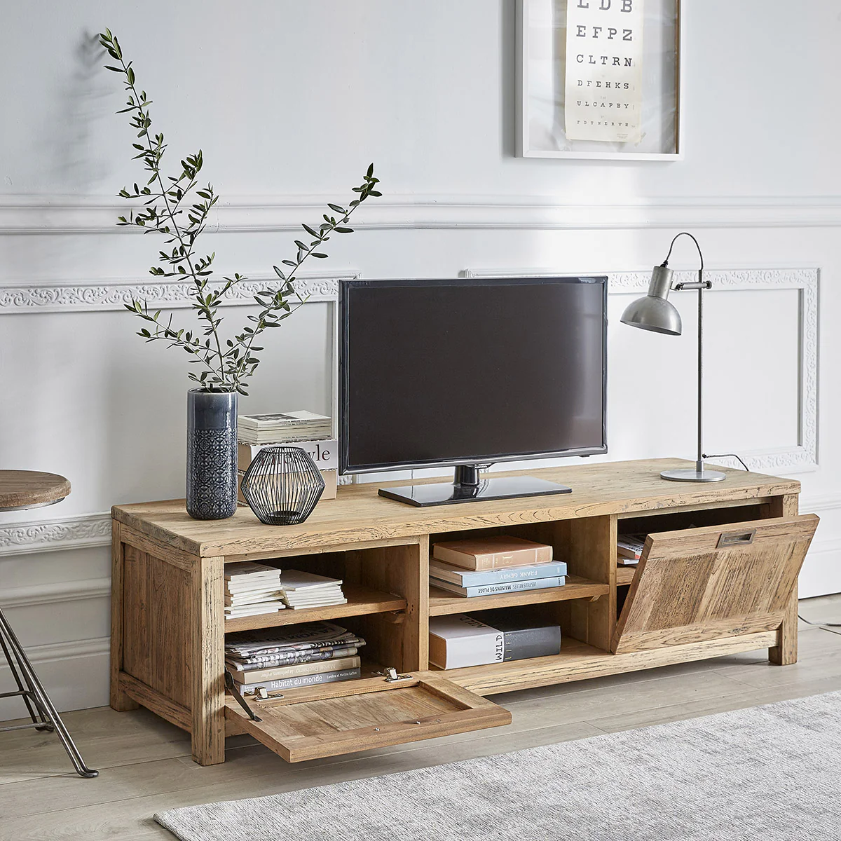Mueble de TV de teca maciza reciclada de 160 cm - Image 3