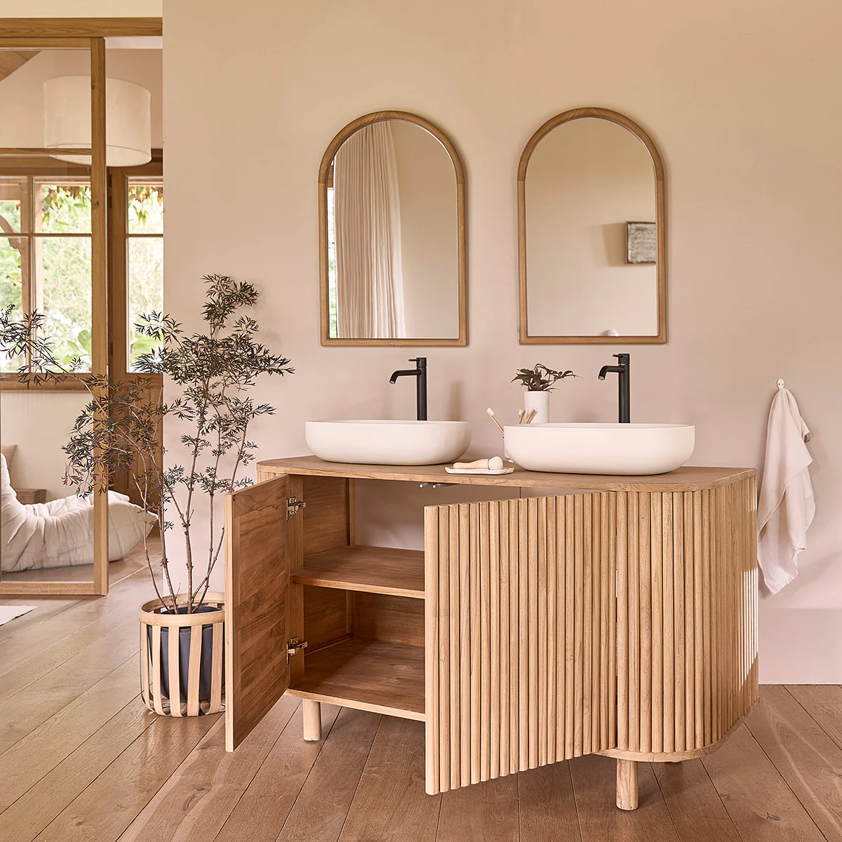 Muebles para lavabo de teca maciza de 140 cm - Image 4