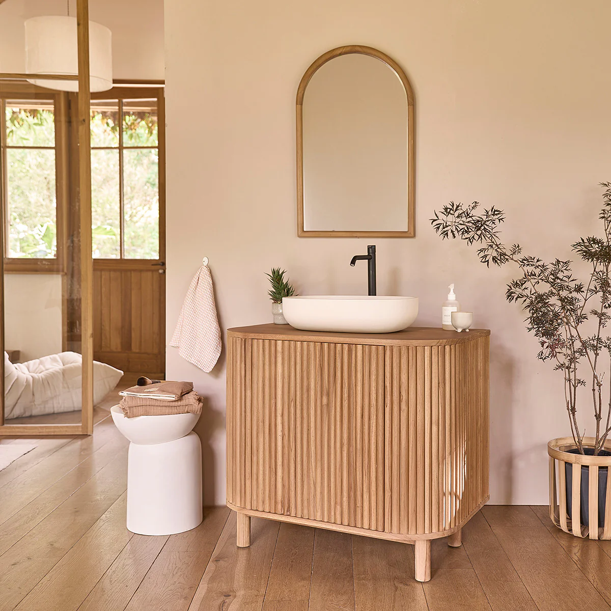 Mueble para lavabo de teca maciza de 90 cm - Image 3