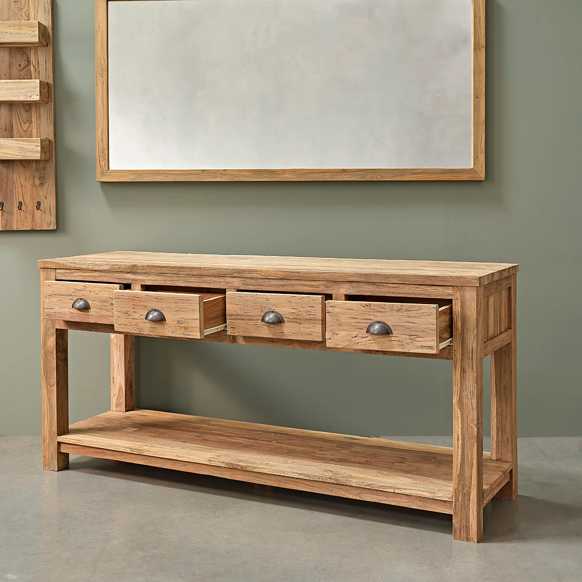Mueble para lavabo de teca maciza reciclada de 165 cm - Image 3