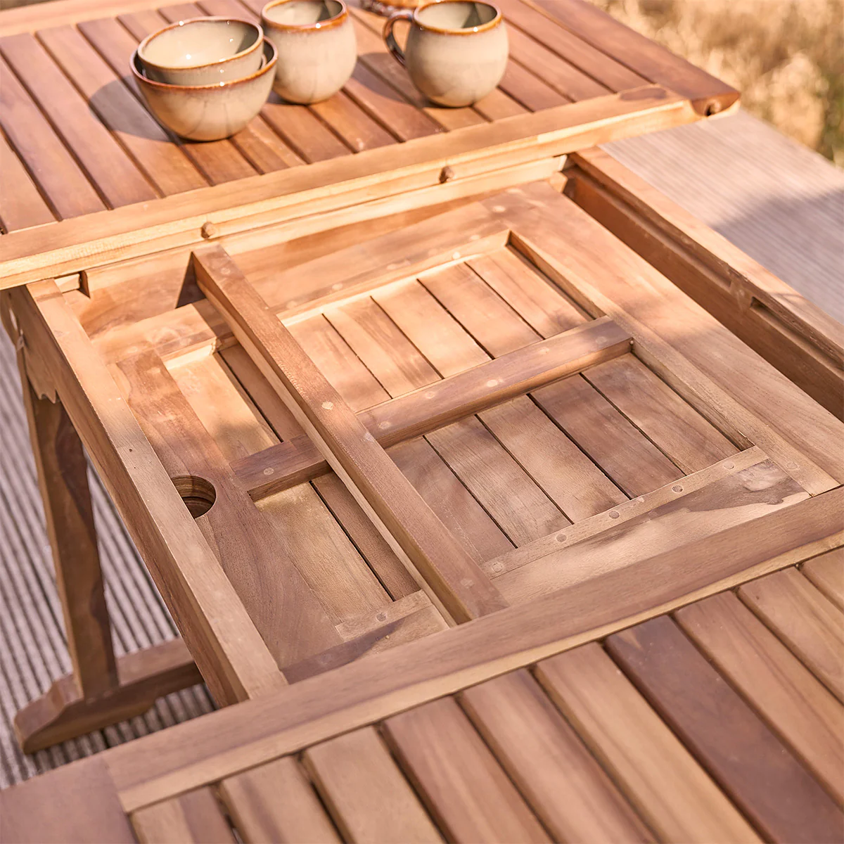 Salón de exterior extensible de teca maciza aceitada para 6/8 pers. - Image 9