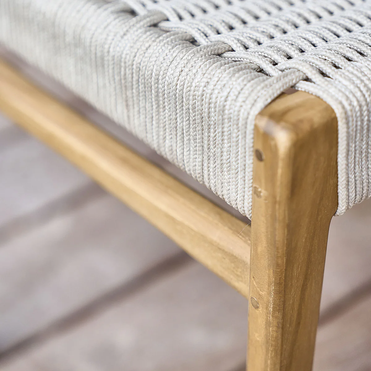 Silla de jardín de teca maciza y cuerda beige (lote de 2) - Image 5