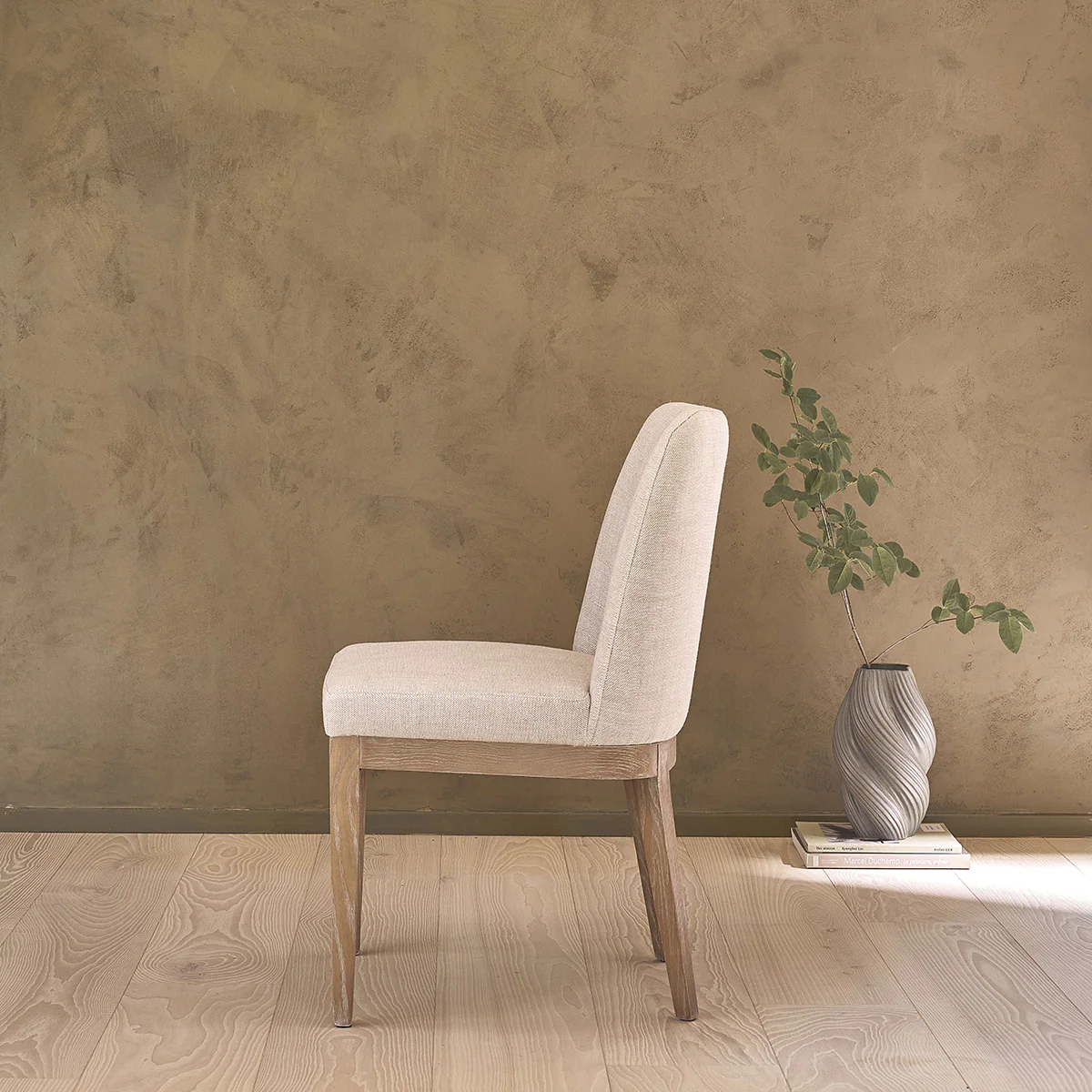Silla de roble macizo y lino - Image 3