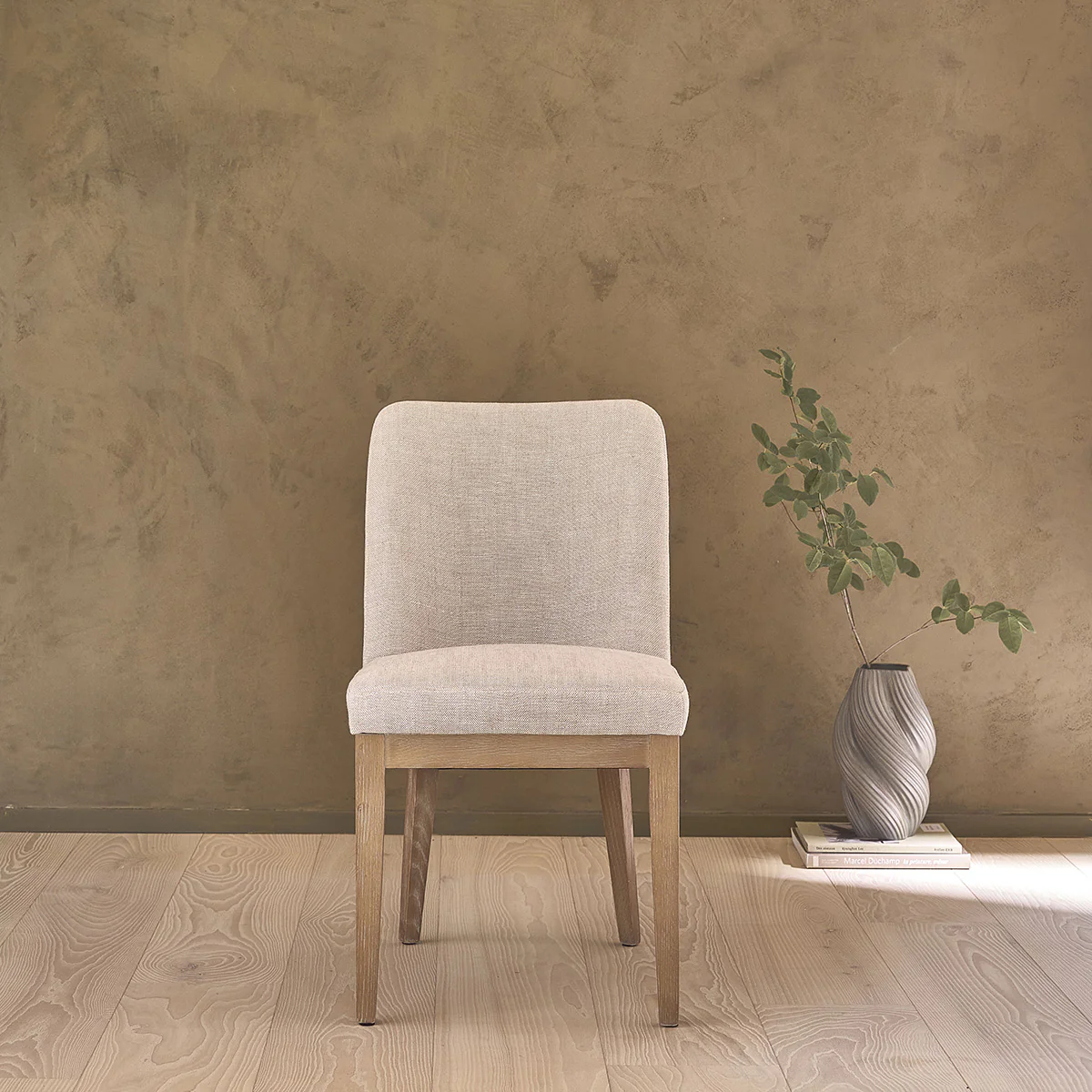 Silla de roble macizo y lino - Image 4