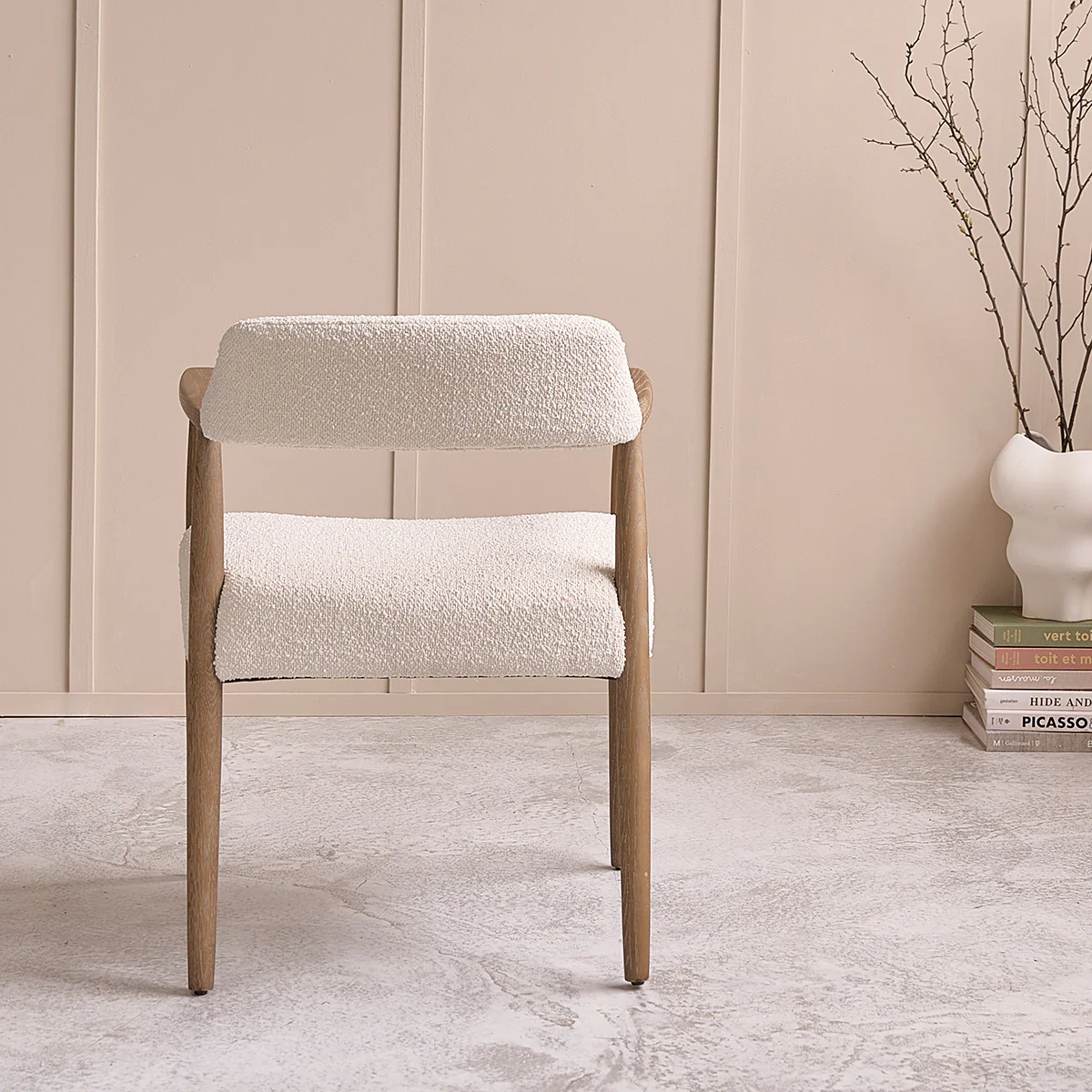 Silla de roble macizo y tejido bouclette - Image 4