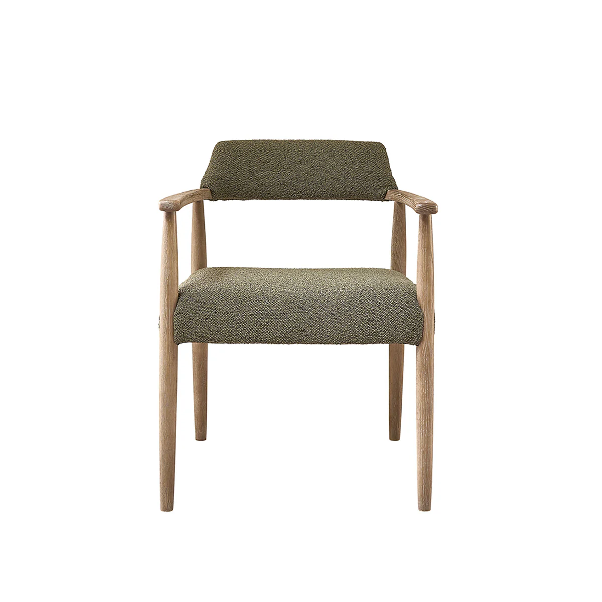Silla de roble y tela bouclette caqui - Image 2