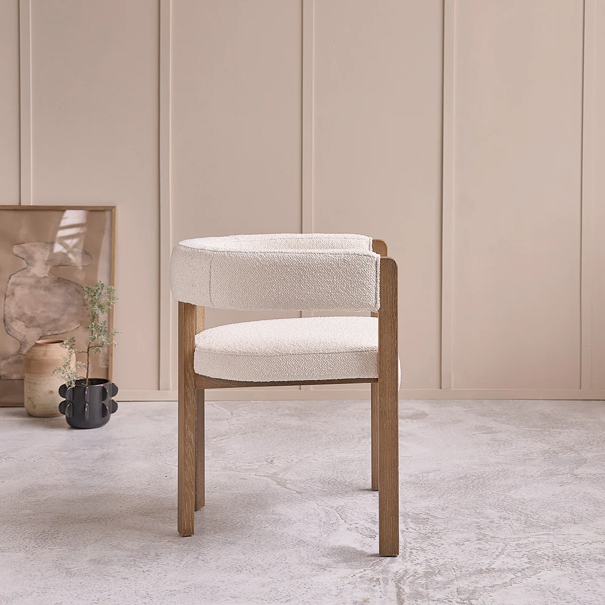 Silla de roble y tejido bouclette - Image 3