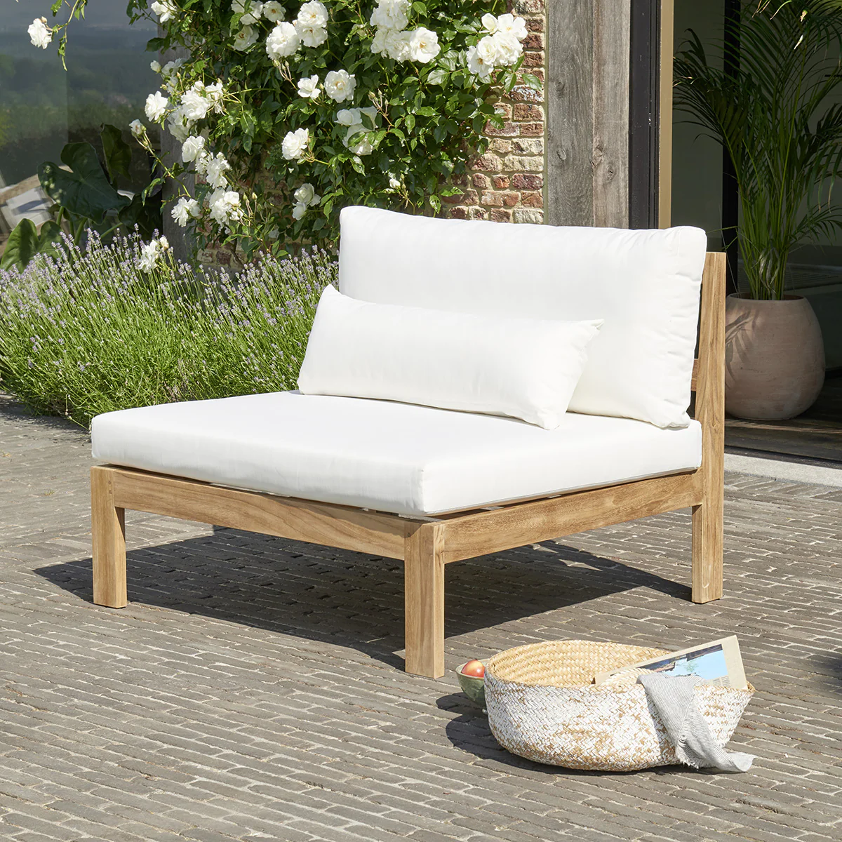 Sillón de exterior blanco de teca maciza P