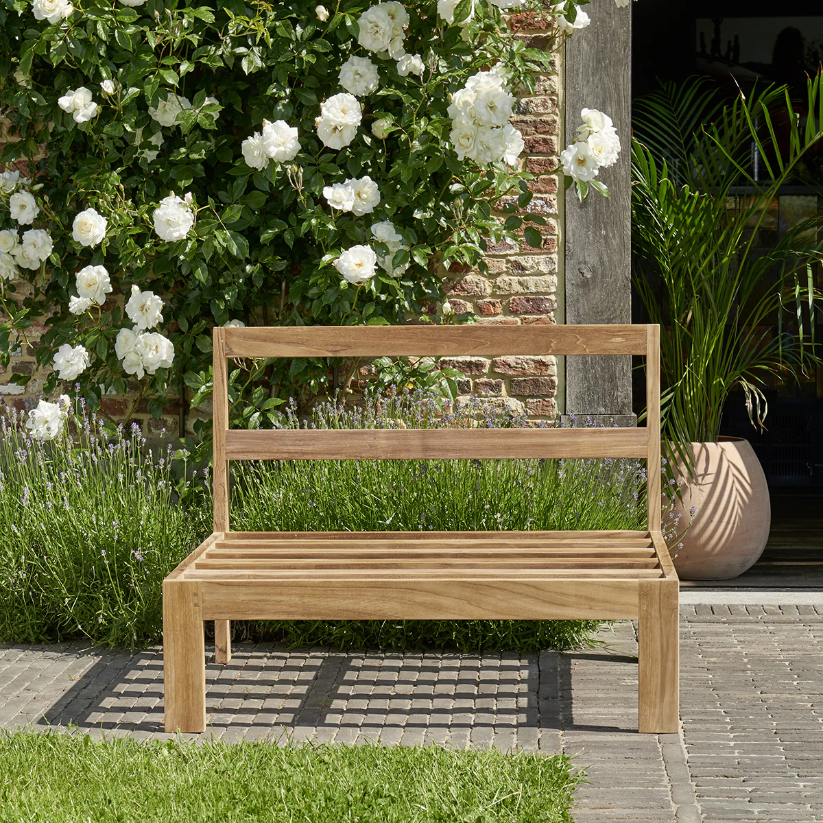 Sillón de exterior blanco de teca maciza P - Image 4
