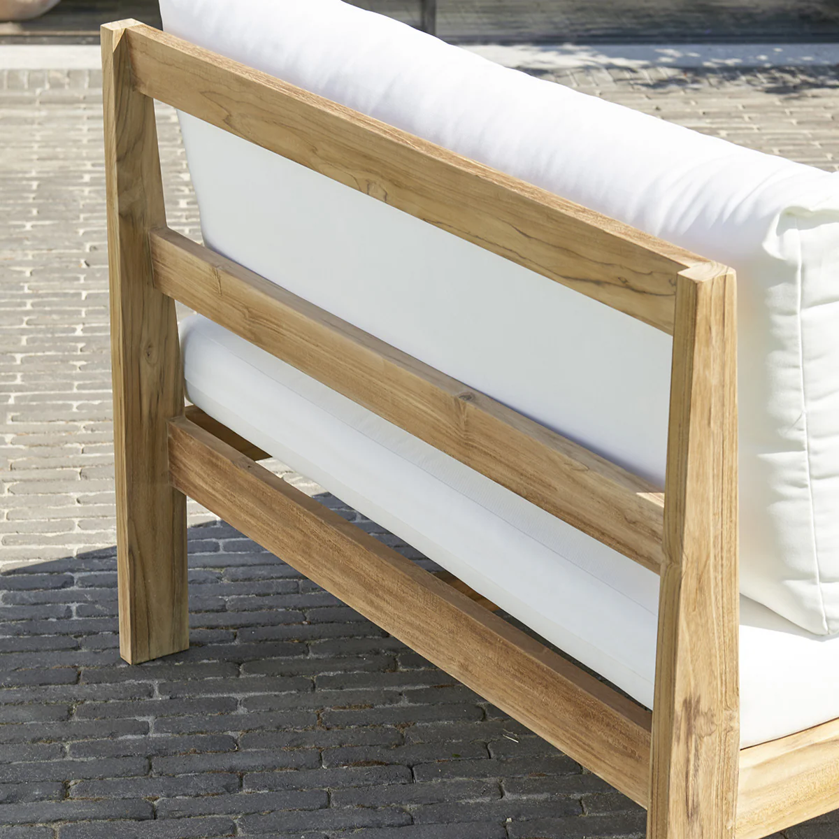 Sillón de exterior blanco de teca maciza P - Image 5