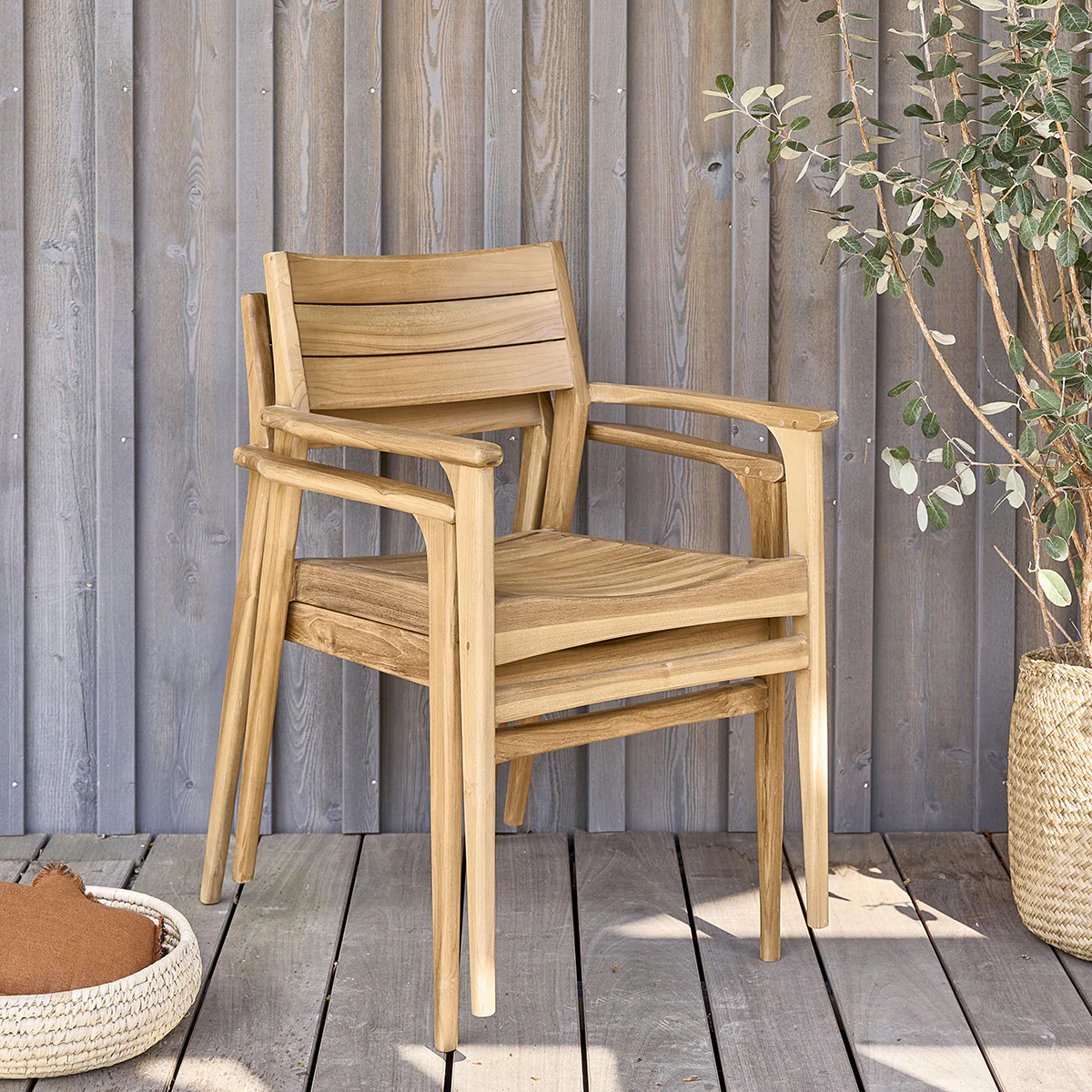 Sillón de exterior de teca maciza (juego de 2) - Image 3